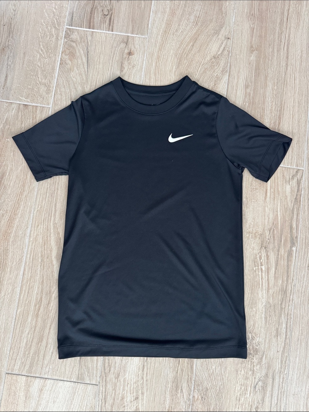 Nike Black Short Sleeve Performance Tee with White Swoosh